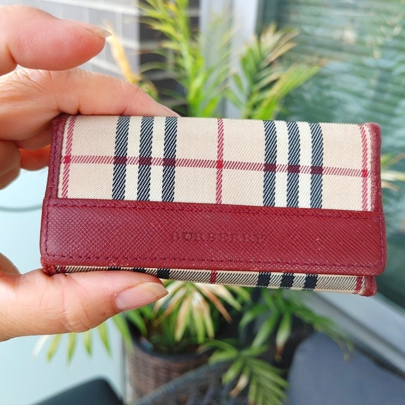 Burberry Accessories - Burberry Check Print Canvas Leather Keyholder